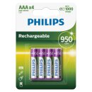4 x Philips Batterien AAA HR03 Micro 1,2V 950mAh Akku...