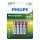 4 x Philips Batterien AAA HR03 Micro 1,2V 950mAh Akku aufladbar