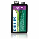 Philips Batterie 9V-Block 6HR61 170mAh 8,4V NiMH Akku aufladbar