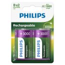 2 x Philips Batterien D HR20 Mono 1,2V 3000mAh NiMH Akku aufladbar