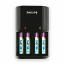 Philips MultiLife Value Akkuladegerät für Batterien inkl. 4 x AAA Batterien 800mAh Akku aufladbar