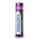 4 x Philips Batterien AAA HR03 Micro 1,2V 1000mAh NiMH Akku aufladbar