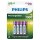 4 x Philips Batterien AAA HR03 Micro 1,2V 1000mAh NiMH Akku aufladbar