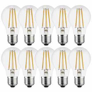 10 x LED Filament Leuchtmittel Birne 6W = 60W E27 klar 806lm Tageslicht 6500K kaltweiß