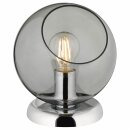 Reality-Leuchten Tischleuchte Clooney Chrom Rauchglas Kugel Ø20cm max. 42W E27 ohne Leuchtmittel mit Schalter