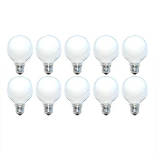 10 x Globe Glühbirne 40W E27 OPAL G80 80mm Globelampe 40Watt Glühlampe Glühbirnen Glühlampen