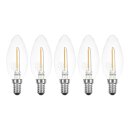 5 x LED Filament Kerze 1W fast wie 15W klar E14 100lm Glühlampe Fadenglühbirne warmweiß 2700K