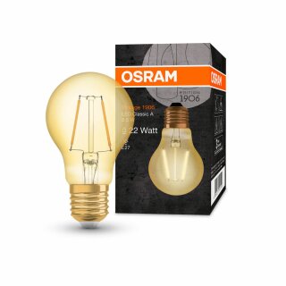Osram LED Filament Vintage 1906 Birnenform 2,5W = 22W E27 klar Gold 220lm extra warmweiß 2400K