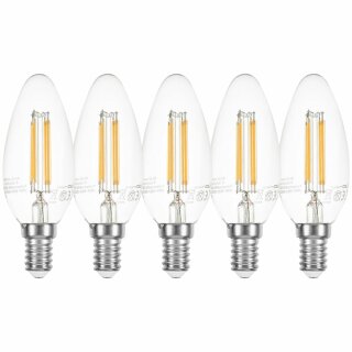 5 x LED Filament Kerze 4W = 40W E14 klar Glühlampe Glühbirne LED Faden warmweiß 2700K