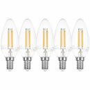 5 x LED Filament Kerze 4W = 40W E14 klar Glühlampe...