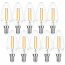 10 x LED Filament Kerze 4W = 40W E14 klar Glühlampe Glühbirne LED Faden warmweiß 2700K