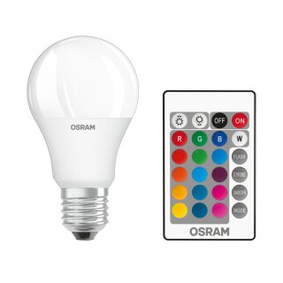 Osram LED Star RGBW Remote Classic A60 9W = 60W E27 matt warmweiß 2700K bunt dimmbar mit Fernbedienung