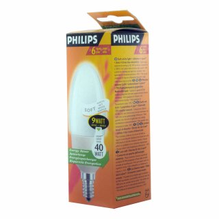 Philips Energiesparlampe Kerzenform 9W = 40W E14 matt 350lm Soft White