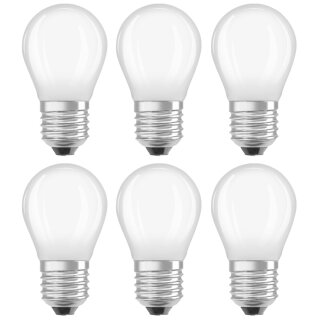 6 x Osram LED Filament Tropfen 5W = 40W E27 matt 470lm warmweiß 2700K DIMMBAR