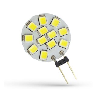 Spectrum LED Leuchtmittel Stiftsockellampe rund Ø2cm 1,2W G4 Pins seitlich 12V 160lm warmweiß 3000K 120°