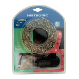 Heitronic LED SMD Strip Streifen 2,5m IP20 18W Rot mit Endkappen & Steckernetzteil