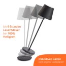 LED Akku Tischleuchte Schwarz IP54 2,2W 190lm warmweiß 2700K Dimmbar mit induktiver Ladestation