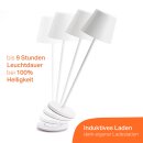 LED Akku Tischleuchte Weiß IP54 2,2W 190lm warmweiß 2700K Dimmbar mit induktiver Ladestation