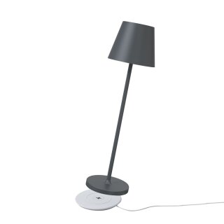 LED Akku Tischleuchte Anthrazit IP54 2,2W 190lm warmweiß 2700K Dimmbar mit induktiver Ladestation