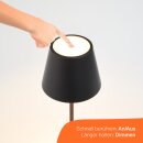 LED Akku Tischleuchte Anthrazit IP54 2,2W 190lm warmweiß 2700K Dimmbar mit induktiver Ladestation