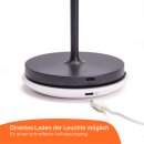 LED Akku Tischleuchte Anthrazit IP54 2,2W 190lm warmweiß 2700K Dimmbar mit induktiver Ladestation