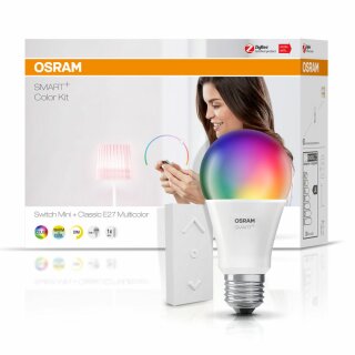 Osram LED Smart+ Birne Color Kit 10W = 60W E27 matt 800lm RGBW 2700K-6500K ZigBee Dimmbar mit Fernbedienung