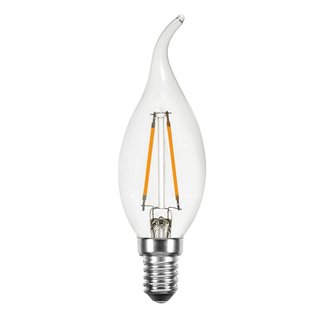 LED Filament Kerze Windstoß 2W wie 25W klar E14 220lm Glühlampe Glühbirne warmweiß 2700K