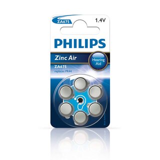6 x Philips Knopf-Batterien Zinc Air ZA675 1,4V 630mAh Hörgerätebatterie