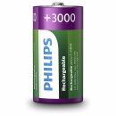 2 x Philips Batterien C HR14 Baby 1,2V 3000mAh NiMH Akku wiederaufladbar