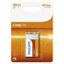 Philips LongLife Batterie 9V 6F22 Kohlenstoff Zink