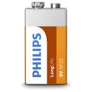 Philips LongLife Batterie 9V 6F22 Kohlenstoff Zink