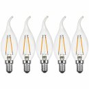 5 x LED Filament Kerze Windstoß 2W wie 25W klar E14 220lm Glühlampe Glühbirne warmweiß 2700K