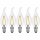 5 x LED Filament Kerze Windstoß 2W wie 25W klar E14 220lm Glühlampe Glühbirne warmweiß 2700K