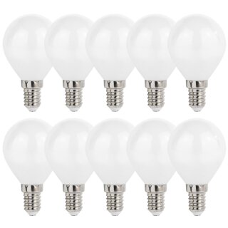 10 x LED Filament Leuchtmittel Tropfen Kugel G45 1W E14 opal 90lm 827 warmweiß 2700K