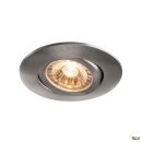 SLV LED Einbaustrahler Easy-Install DL Alu schwenkbar extra flach 6W 400lm 827 warmweiß 2700K IP44 35° dimmbar