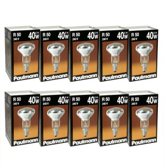 10 x Paulmann Reflektor Glühbirne R50 40W E14 matt Glühlampe 40 Watt warmweiß dimmbar