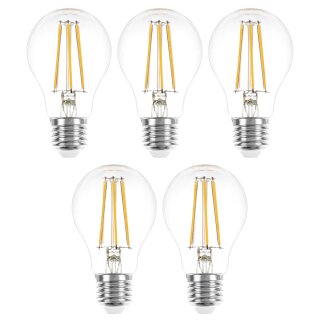 5 x LED Filament Glühbirne 4W = 40W E27 Glühlampe Glühfaden warmweiß 2700K 360° A++