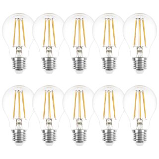 10 x LED Filament Leuchtmittel Birnenform 4W = 40W E27 Glühfaden warmweiß 2700K 360°