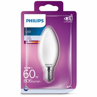 Philips LED Leuchtmittel Kerzenform 6,5W = 60W matt Neutral