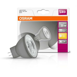 Osram LED Leuchtmittel MR11 Star Reflektor 3,7W = 35W GU4 12V 345lm warmweiß 2700K 36°