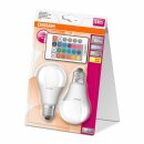 2 x Osram LED Leuchtmittel Birne 9W = 60W E27 matt 806lm RGBW warmweiß 2700K Farbwechsel mit Fernbedienung