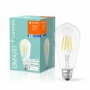 Ledvance LED Filament Smart+ ST64 Edison 6W = 60W E27 klar 810lm warmweiß 2700K Dimmbar App Google Alexa Apple HomeKit Bluetooth