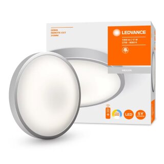 Ledvance LED Wand- & Deckenleuchte Silber rund Ø31cm 17W 1000lm 2700K-6500K CCT Dimmbar mit Fernbedienung