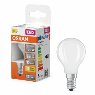 Osram LED Filament Tropfen P45 5,5W = 60W E14 matt 806lm warmweiß 2700K