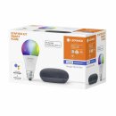 Ledvance LED Smart Home Starter Set Google Home Mini Schwarz + LED Birne A60 9W E27 matt 806lm RGBW 2700K-6500K Dimmbar App Bluetooth 