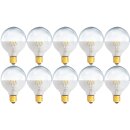 10 x LED Filament Globe Kopfspiegel Silber Glühbirne...