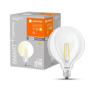 Ledvance LED Smart+ Filament Globe G125 6W = 60W E27 klar 806lm warmweiß 2700K Dimmbar App Google Alexa WiFi