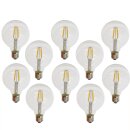10 x LED Filament Globe Glühbirne G95 4W = 40W E27 klar...