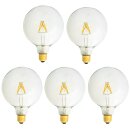 5 x LED Filament Globe Glühbirne G125 4W = 40W E27...