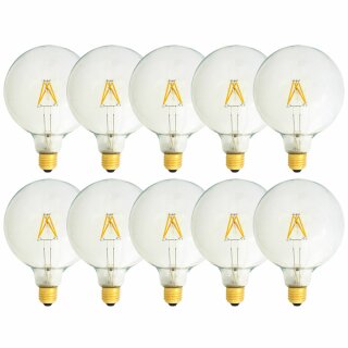 10 x LED Filament Globe Glühbirne G125 4W = 40W E27 klar Faden Glühlampe warmweiß 2700K